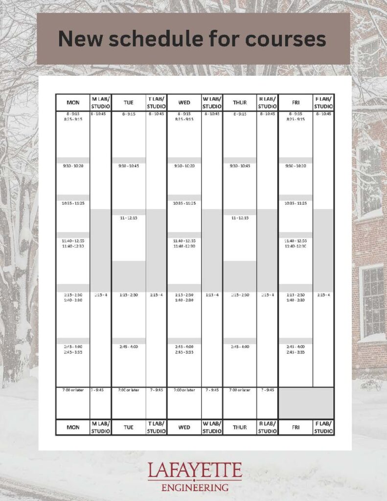 New schedule engineering lafayette college